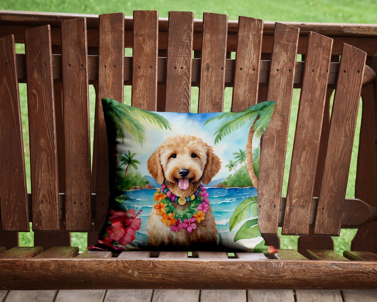 Goldendoodle Luau Throw Pillow-1