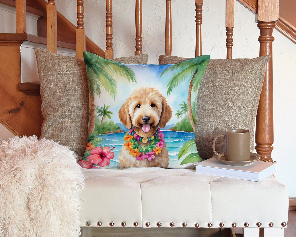 Goldendoodle Luau Throw Pillow-2