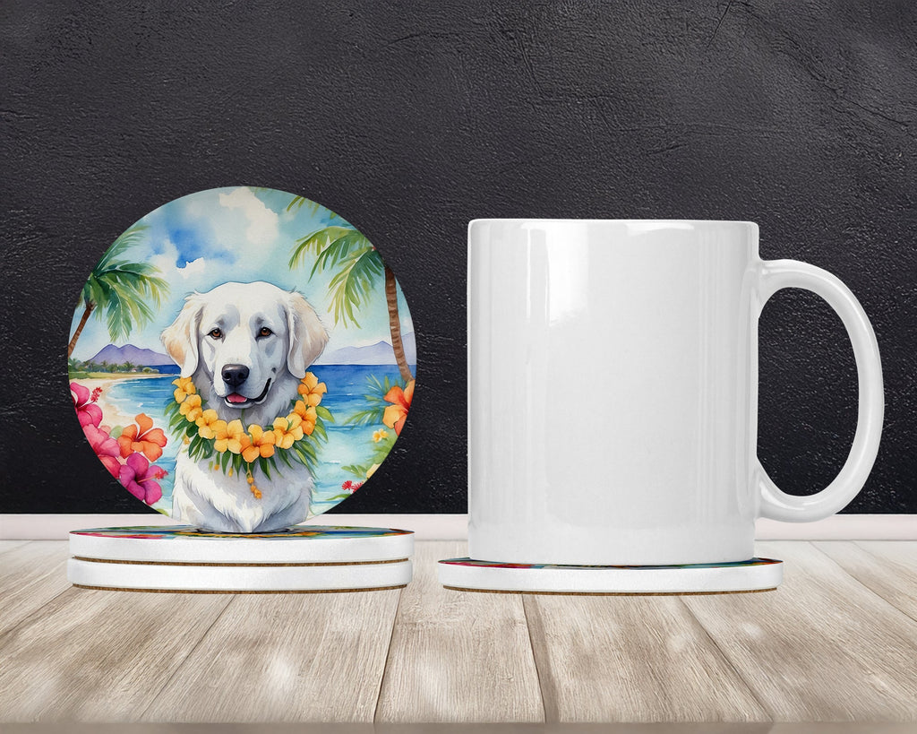 Kuvasz Luau Large Sandstone Coasters Pack of 4-1