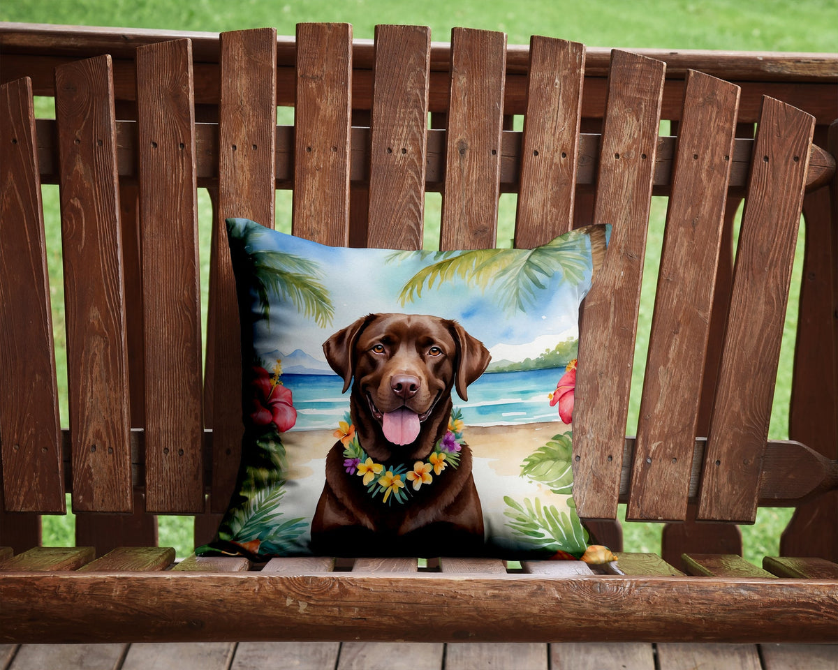 Chocolate Labrador Retriever Luau Throw Pillow-1