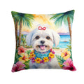 Maltese Luau Throw Pillow-0