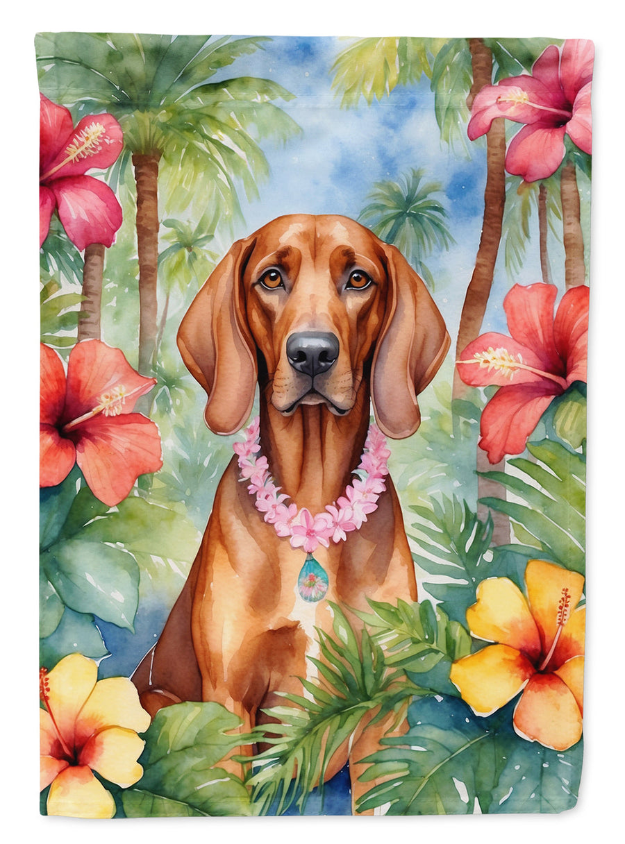Redbone Coonhound Luau Garden Flag