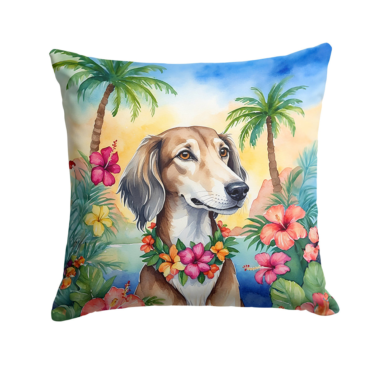 Saluki Luau Throw Pillow-0