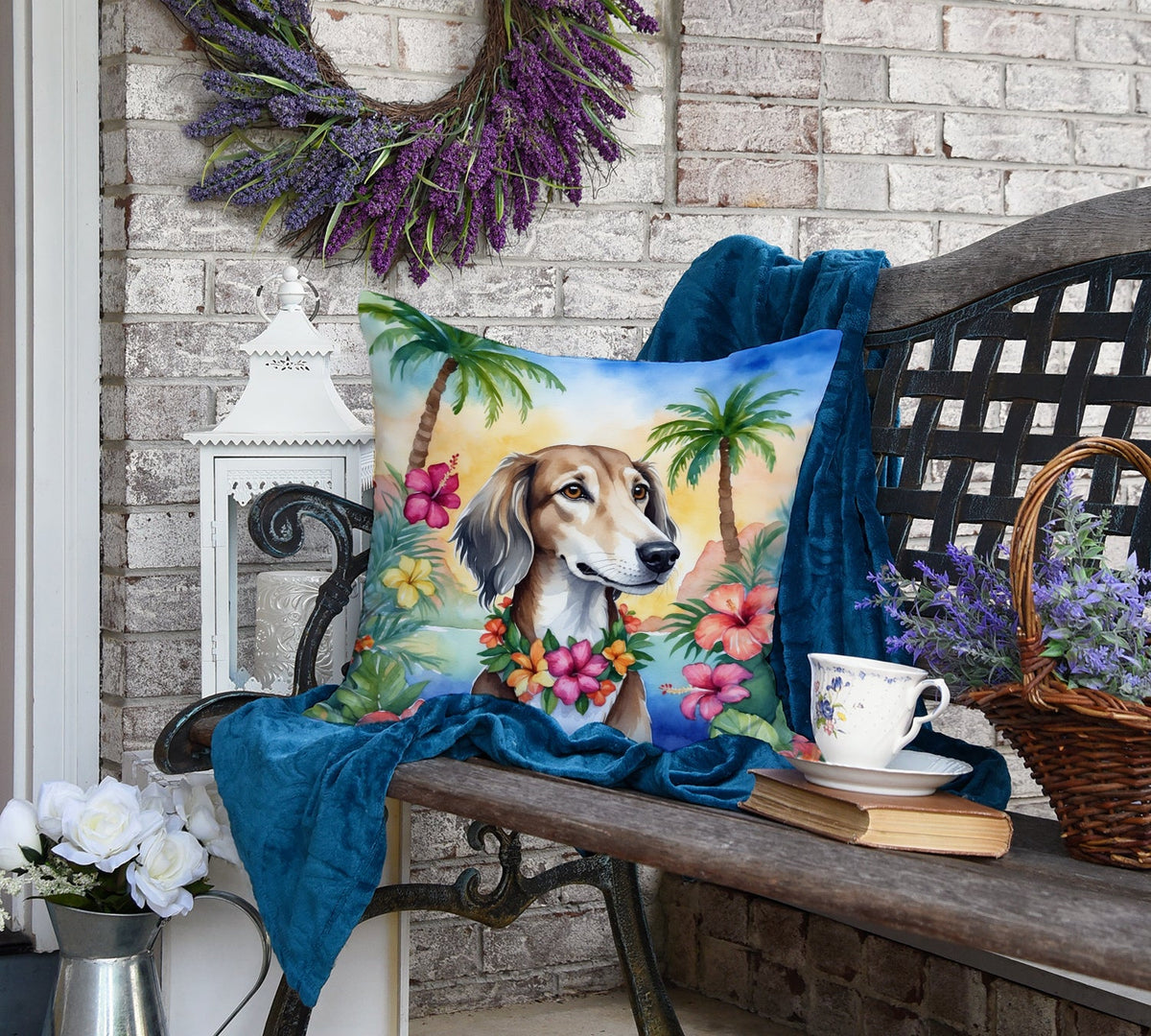 Saluki Luau Throw Pillow-3