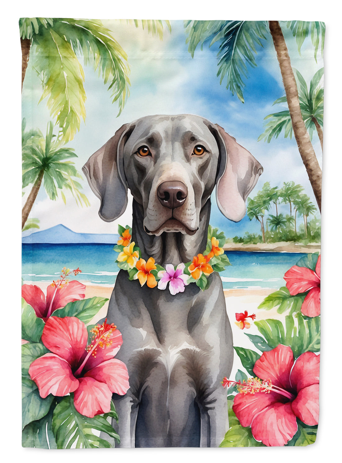 Weimaraner Luau House Flag-0