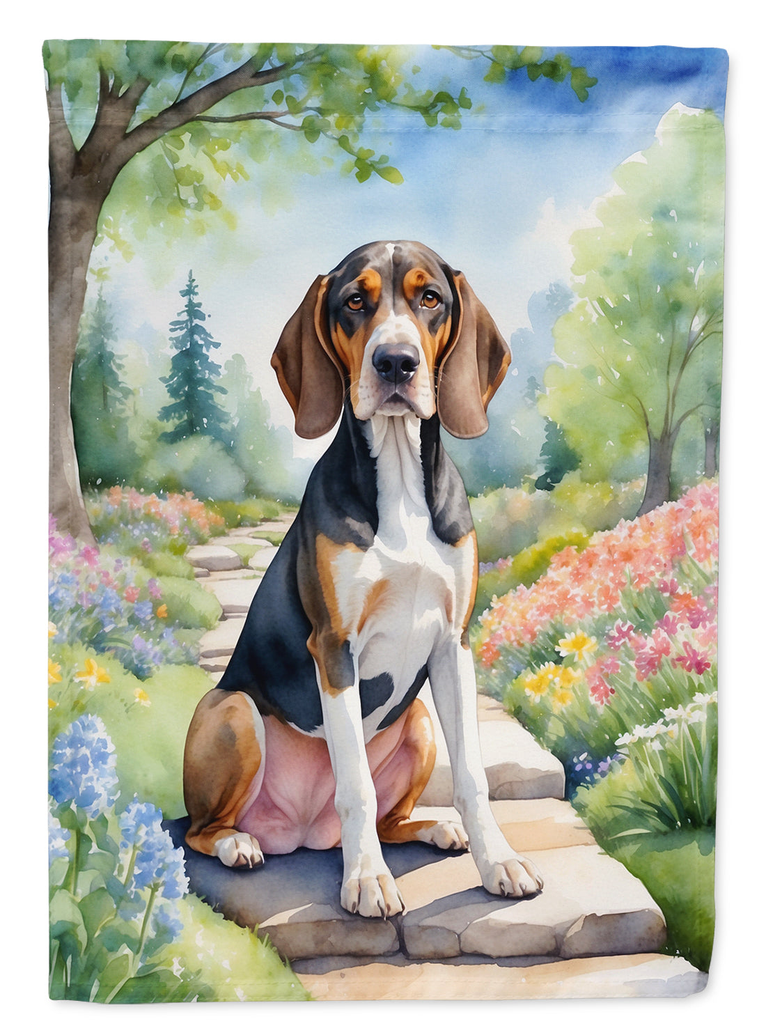 American English Coonhound Spring Garden House Flag-0