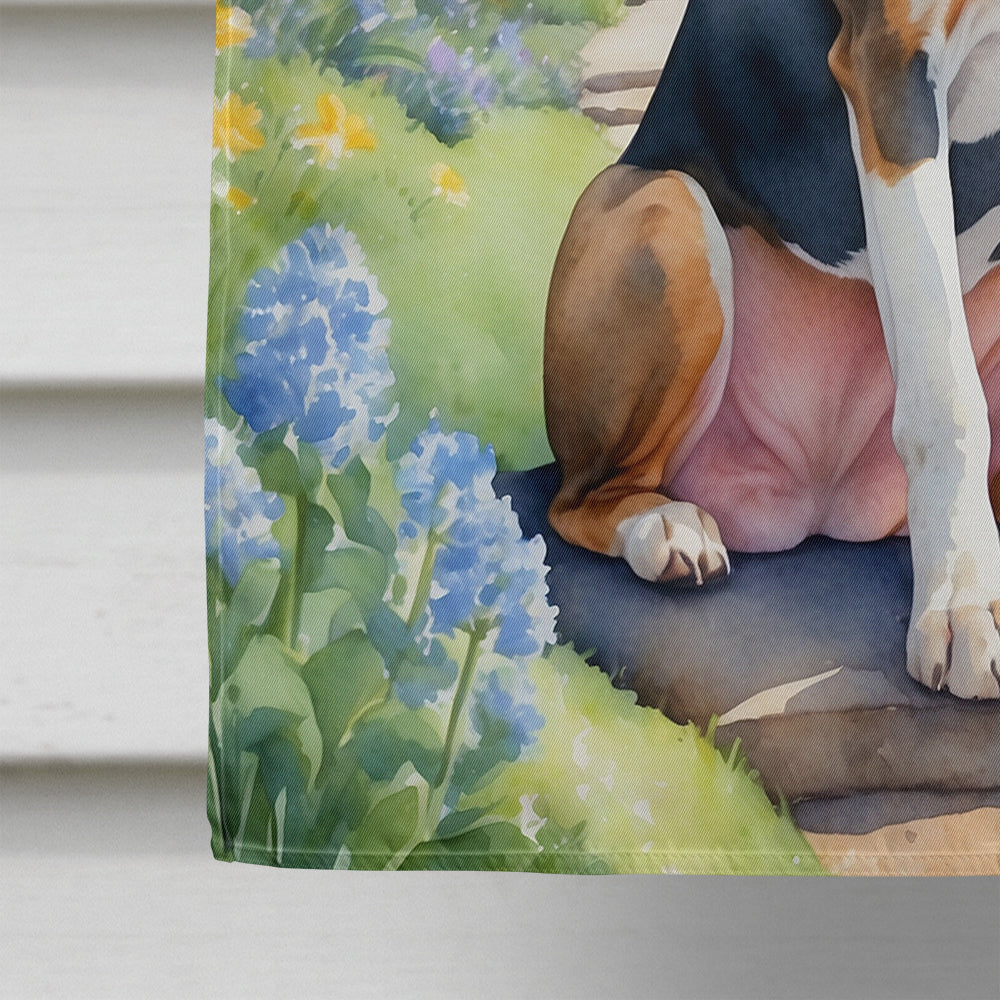 American English Coonhound Spring Garden House Flag-3