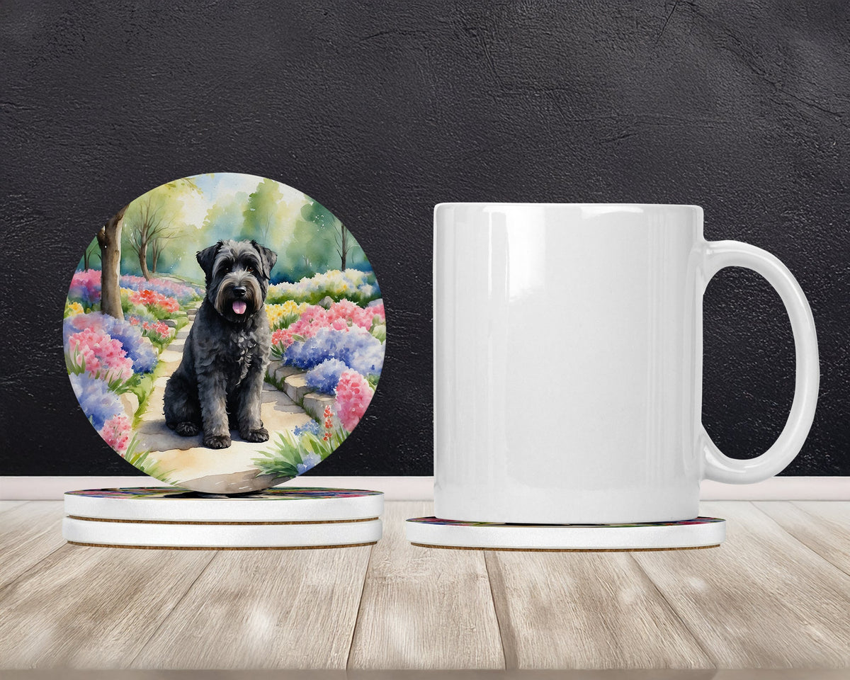 Bouvier des Flandres Spring Path Large Sandstone Coasters Pack of 4-1