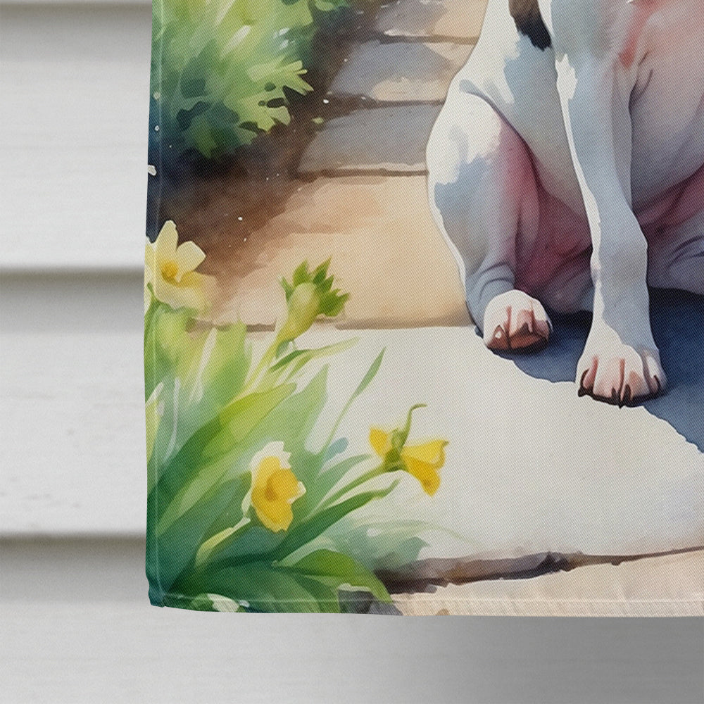 Bull Terrier Spring Path House Flag-3