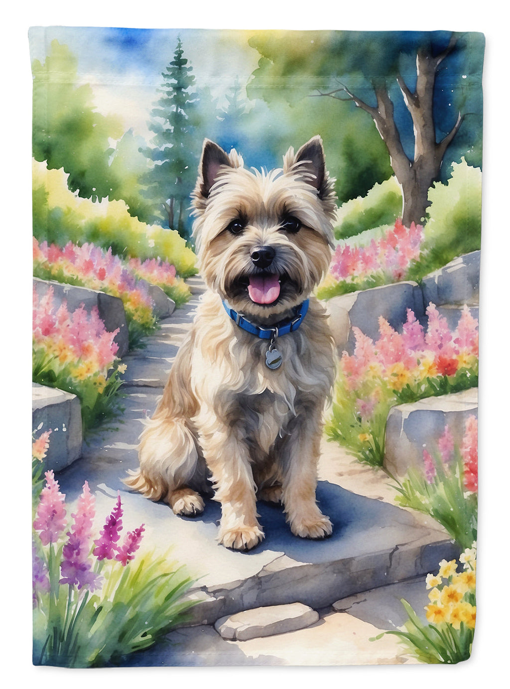 Cairn Terrier Spring Path House Flag-0