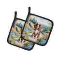 Cavalier Spaniel Spring Path Pair of Pot Holders-0