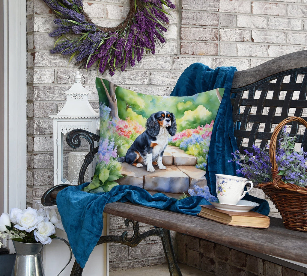 Cavalier Spaniel Spring Path Throw Pillow-3