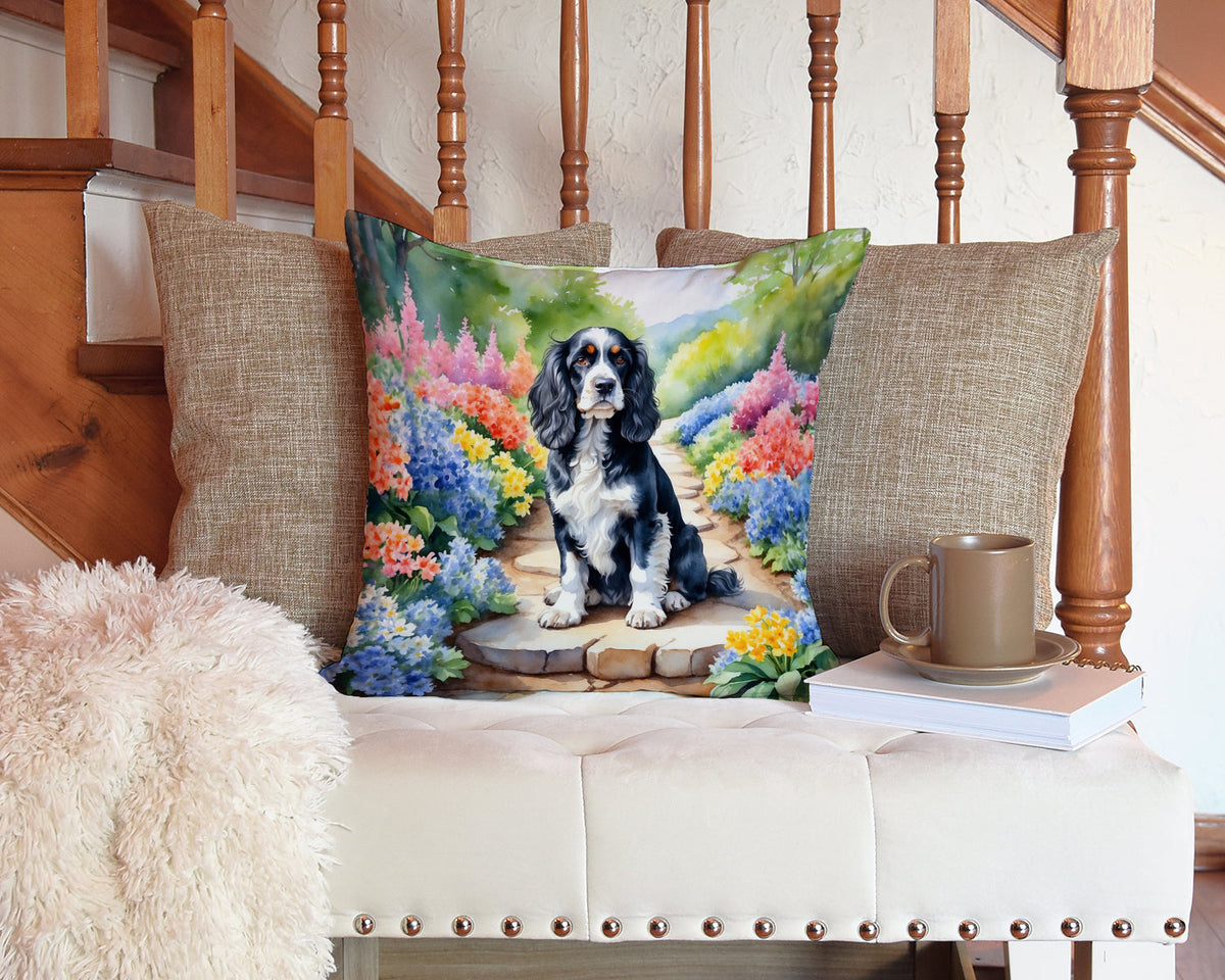 Cocker Spaniel Spring Path Throw Pillow-2