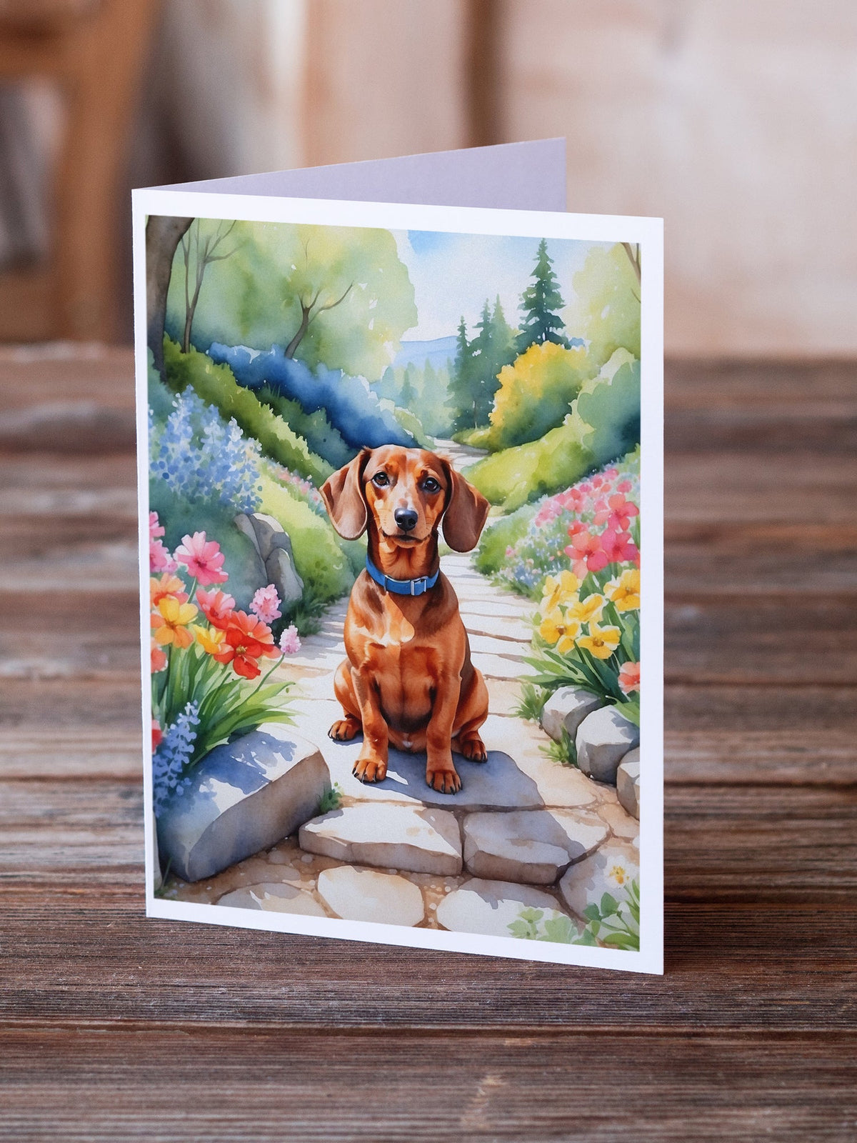 Dachshund Spring Path Greeting Cards Pack of 8-1