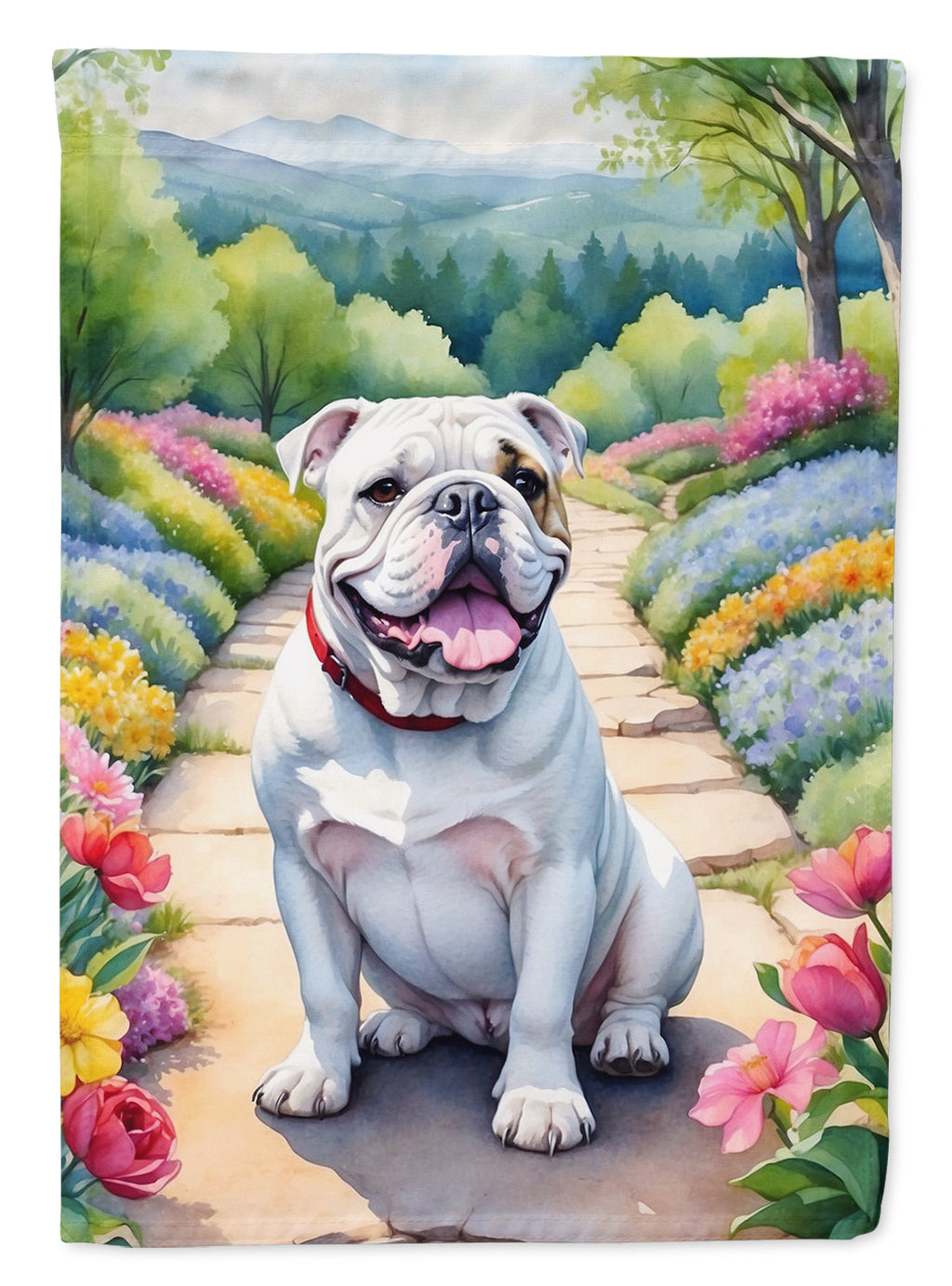 English Bulldog Spring Path House Flag-0
