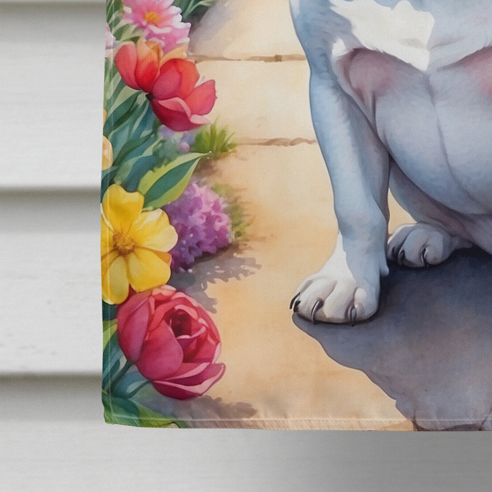 English Bulldog Spring Path House Flag-3