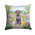 German Wirehaired Pointer Spring Path Throw Pillow-0