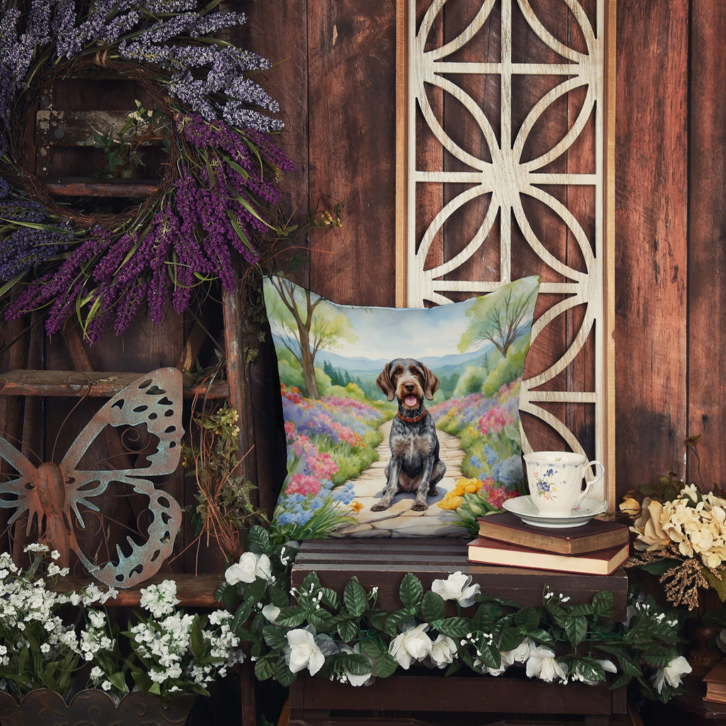 German Wirehaired Pointer Spring Path Throw Pillow-4