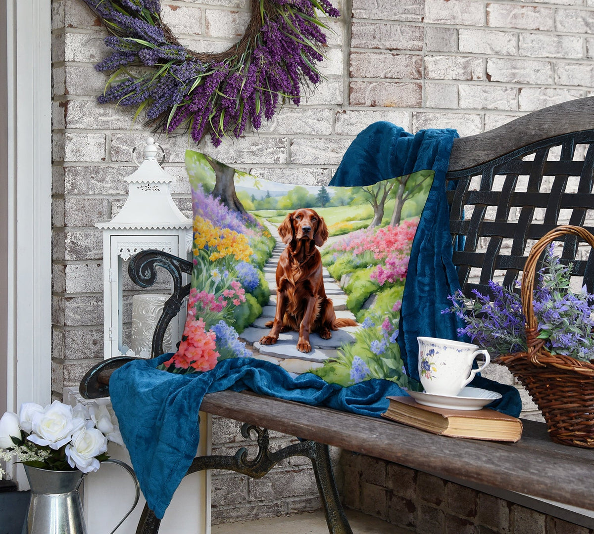 Irish Setter Spring Path Throw Pillow-3