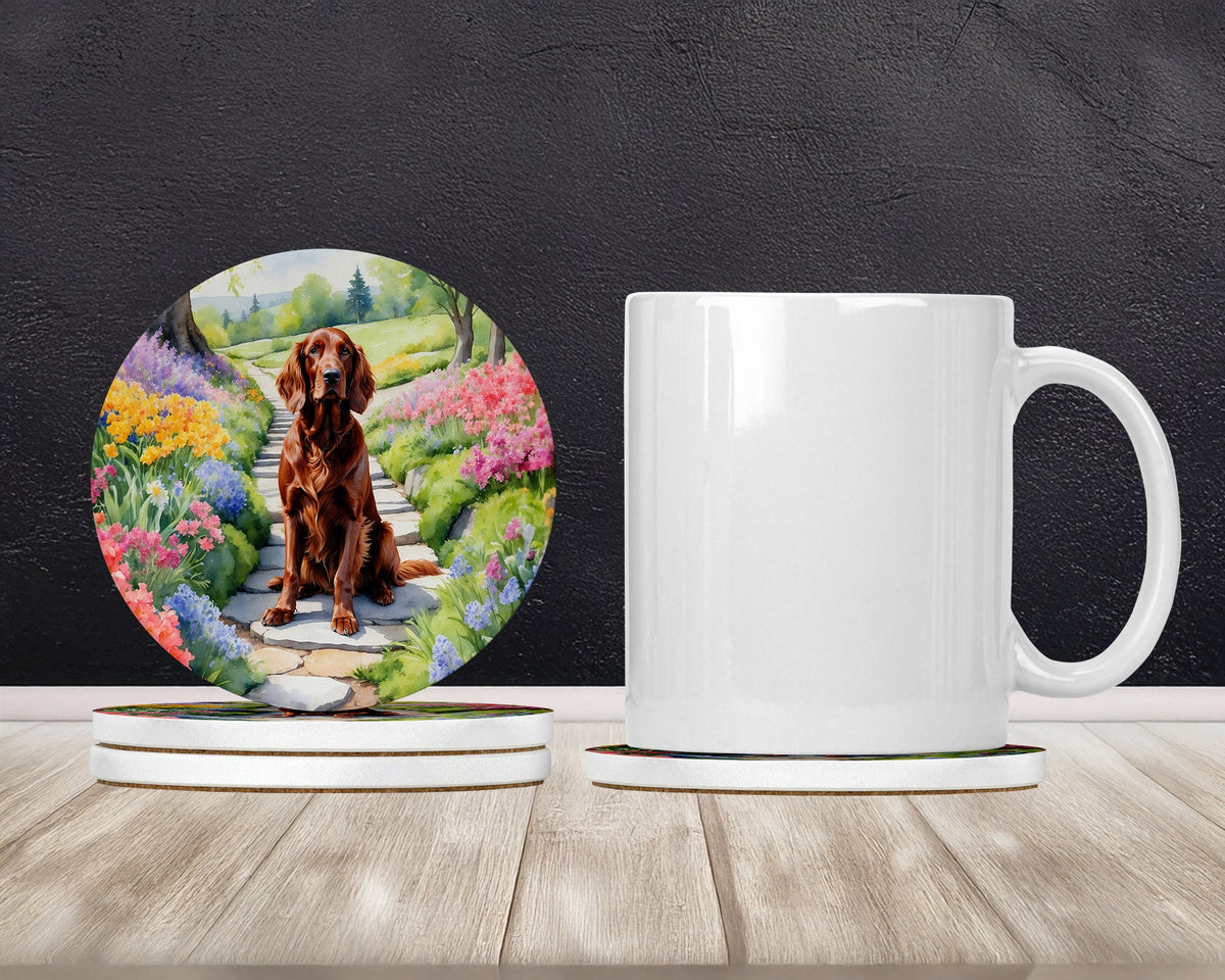 Irish Setter Spring Path Large Sandstone Coasters Pack of 4-1