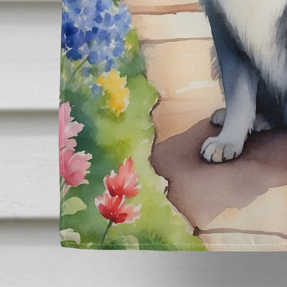 Keeshond Spring Path House Flag-3