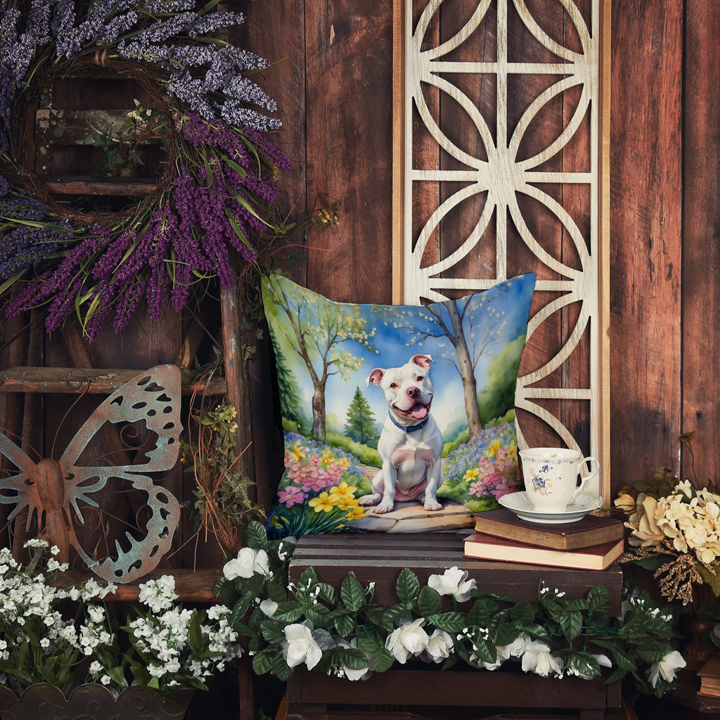 Pit Bull Terrier Spring Path Throw Pillow-3