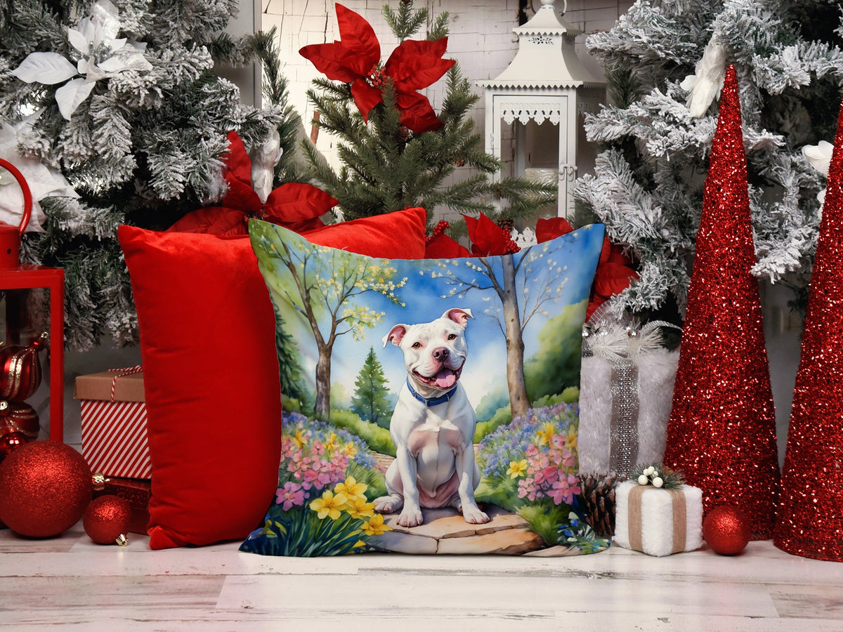 Pit Bull Terrier Spring Path Throw Pillow-4