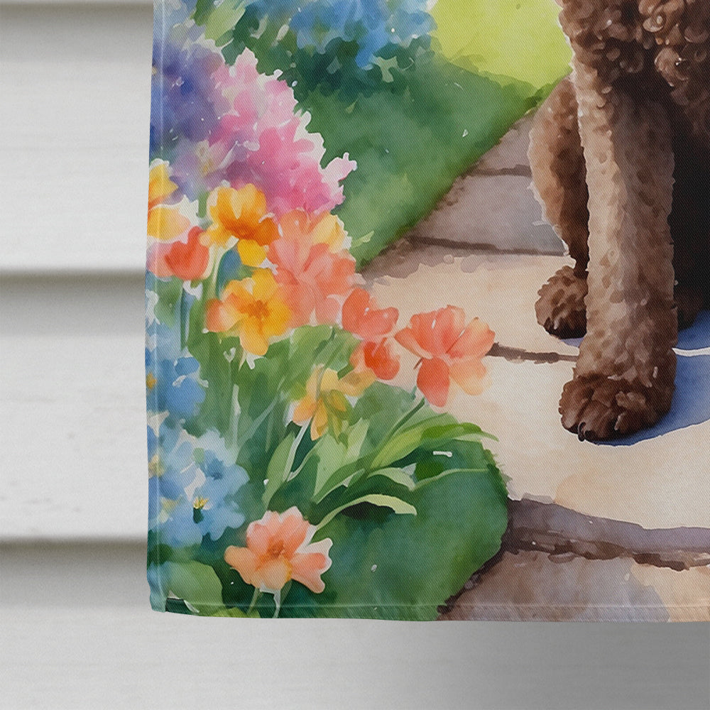 Chocolate Poodle Spring Path House Flag-3