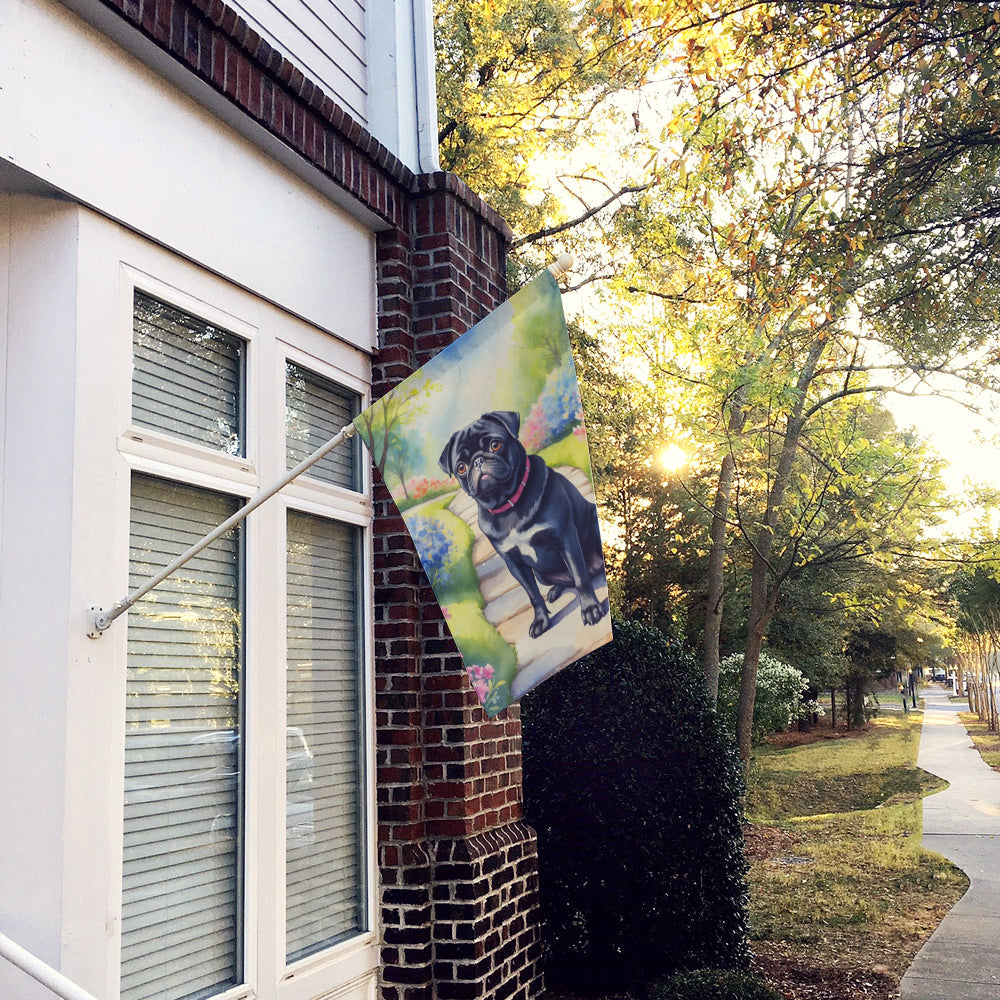 Black Pug Spring Path House Flag-1