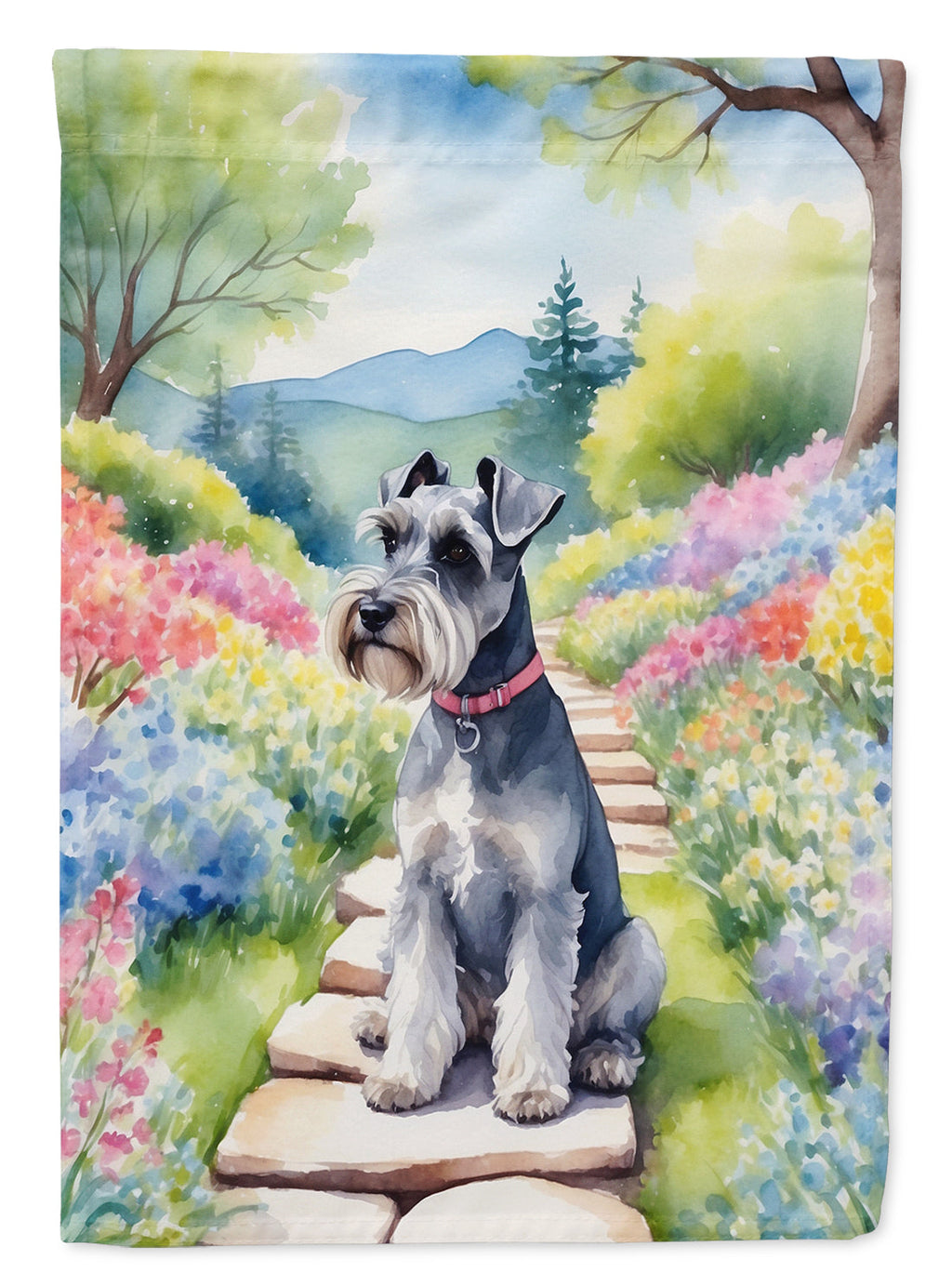 Schnauzer Spring Path House Flag-0