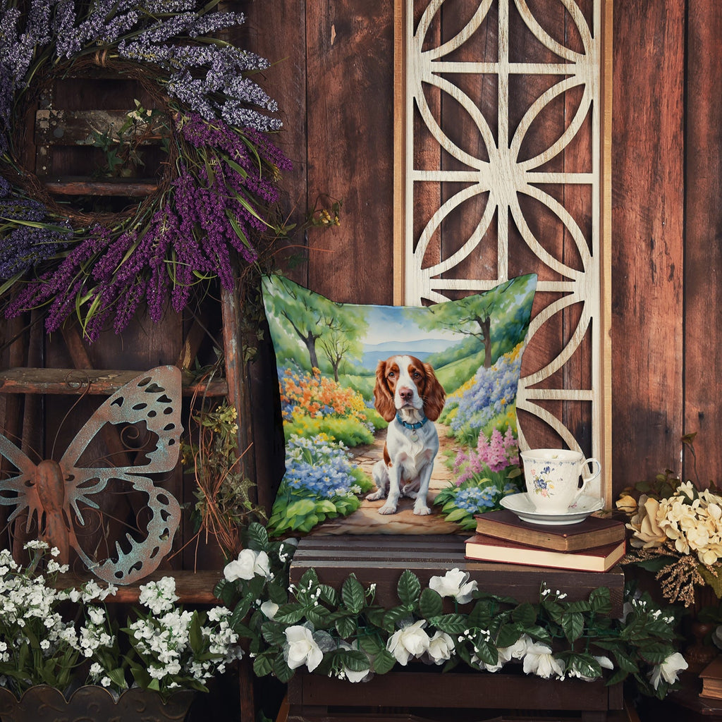 Welsh Springer Spaniel Spring Path Throw Pillow-4