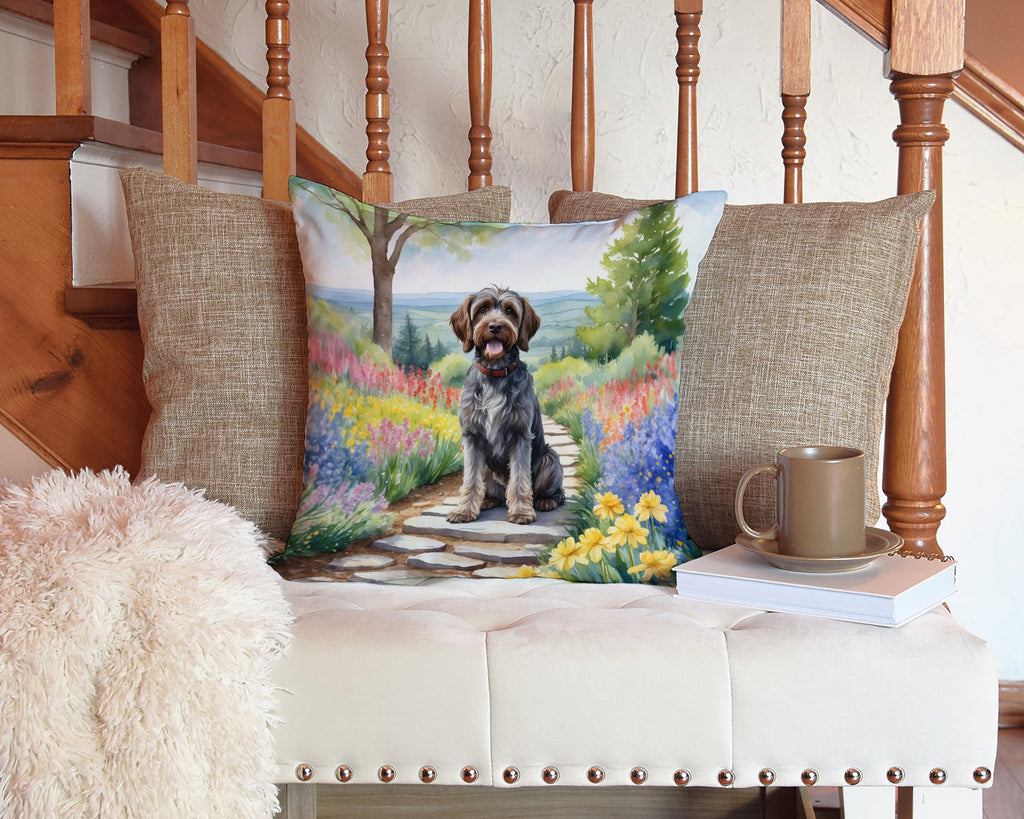 Wirehaired Pointing Griffon Spring Path Throw Pillow-2
