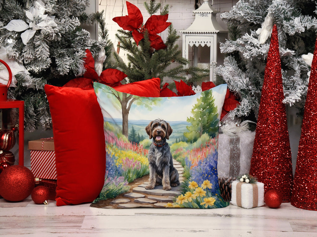 Wirehaired Pointing Griffon Spring Path Throw Pillow-4