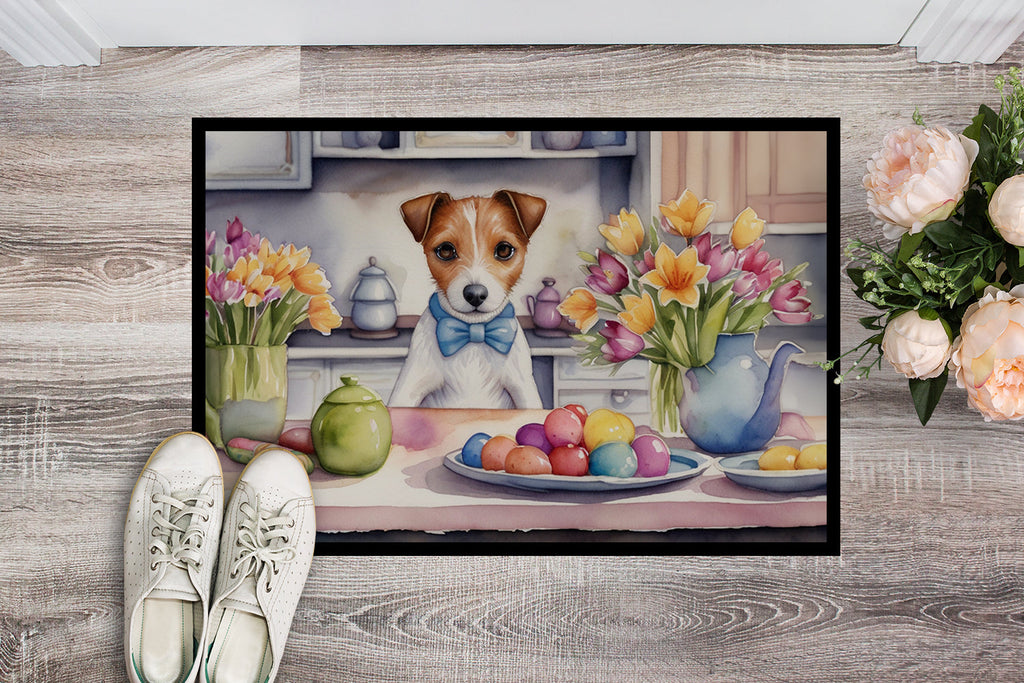Decorating Easter Jack Russell Terrier Doormat-1