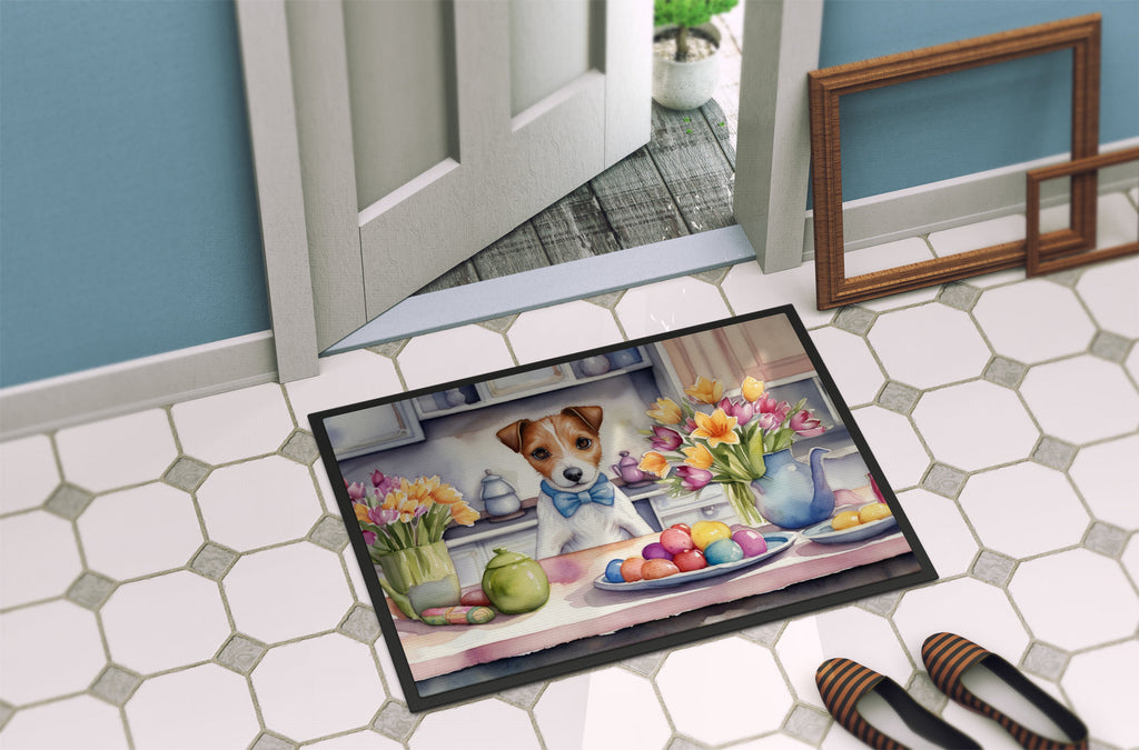 Decorating Easter Jack Russell Terrier Doormat-3