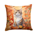 Chantilly Tiffany Cat in Fall Leaves Throw Pillow-0