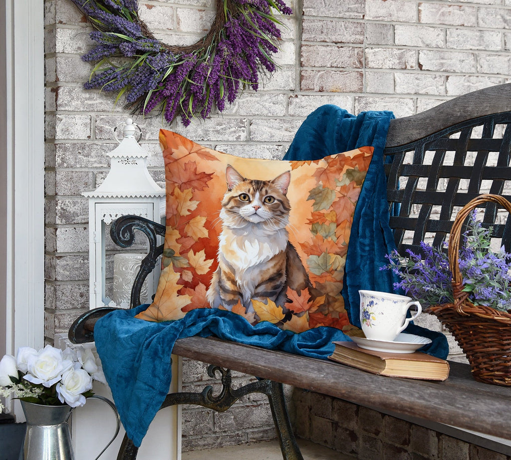 Chantilly Tiffany Cat in Fall Leaves Throw Pillow-3