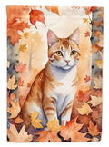 Ural Rex Cat in Fall Leaves House Flag-0