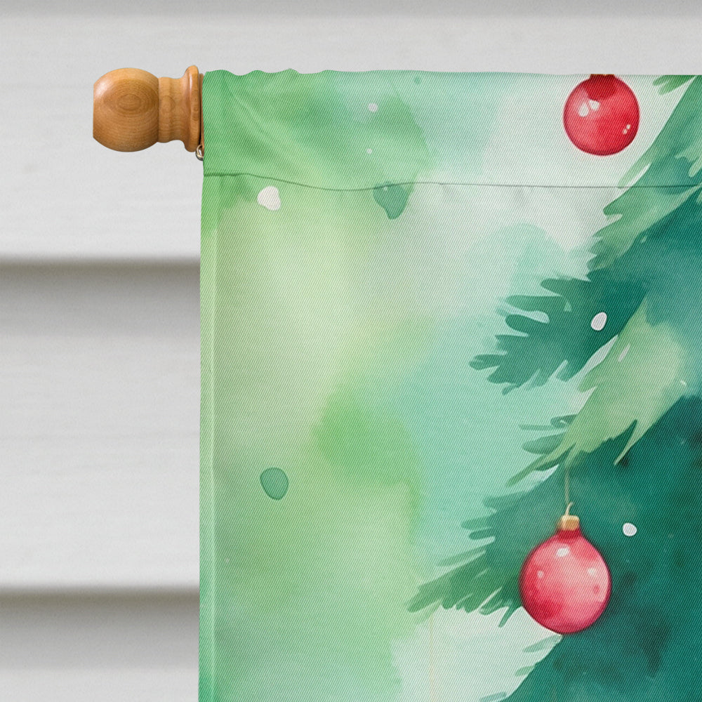 Snowshoe Cat By the Christmas Tree House Flag-2