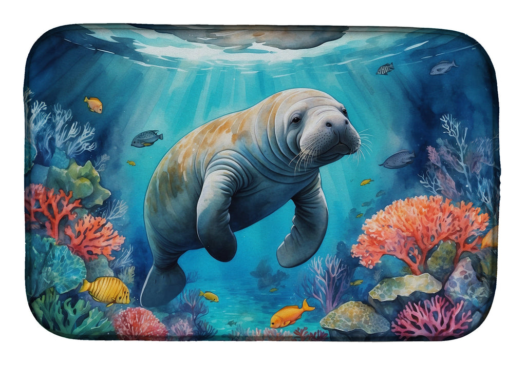 Manatee and Coral Reefs Dish Drying Mat-0