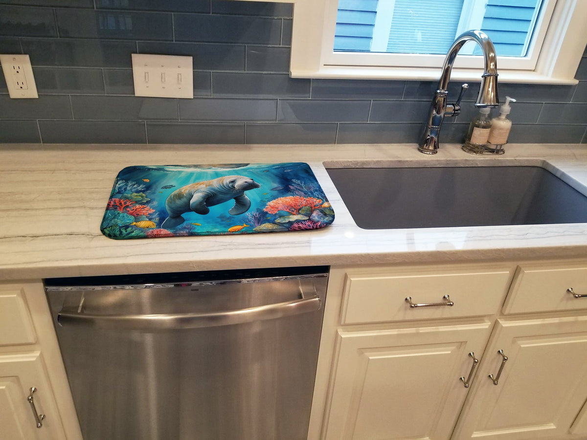 Manatee and Coral Reefs Dish Drying Mat-3