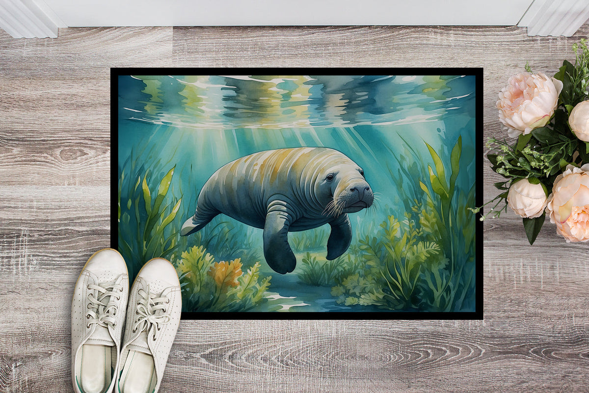 Manatee in a Seagrass Bed Doormat-1