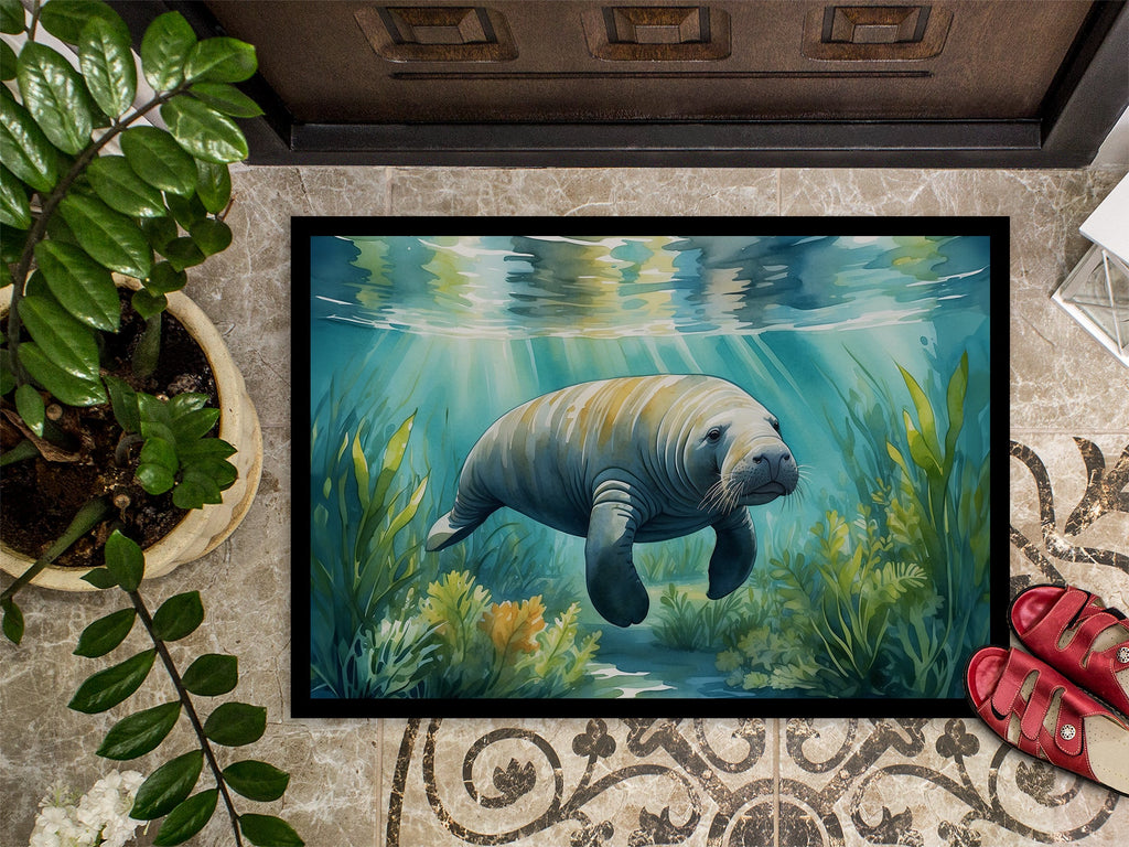 Manatee in a Seagrass Bed Doormat-2