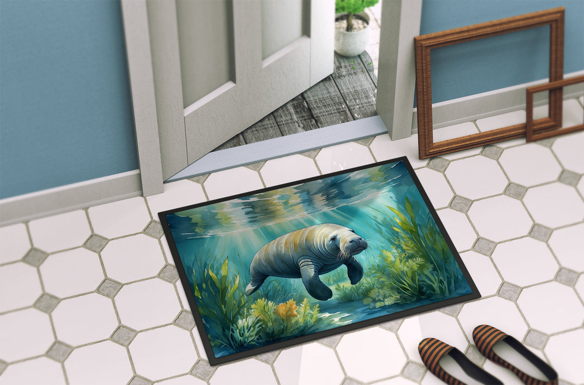 Manatee in a Seagrass Bed Doormat-3