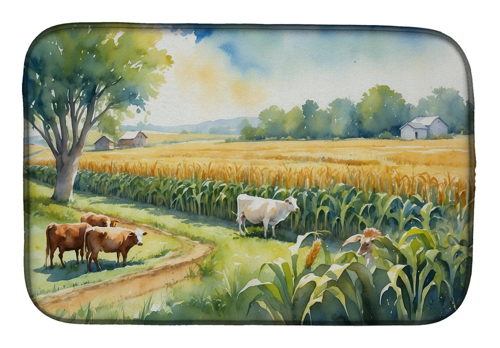 Cows by the Cornfield Dish Drying Mat-0