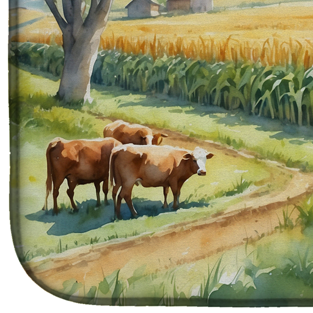 Cows by the Cornfield Dish Drying Mat-2