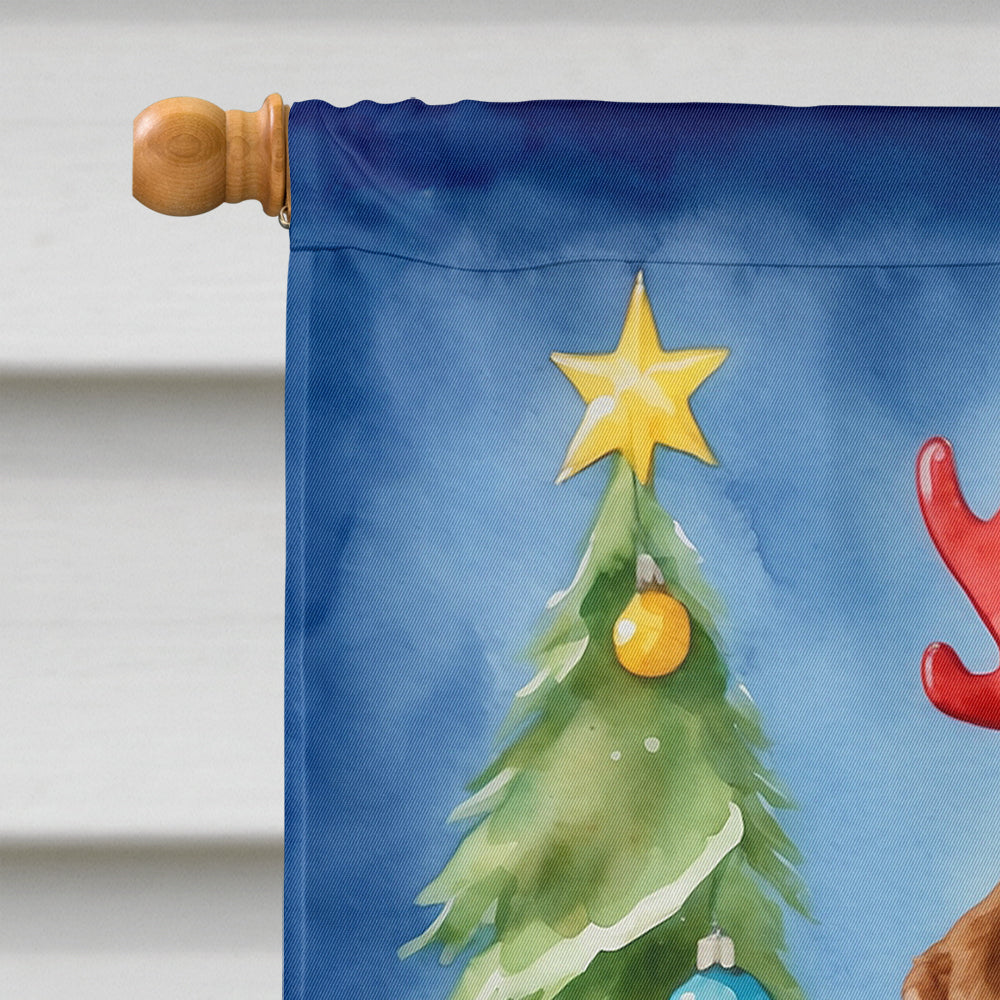 Chesapeake Bay Retriever Christmas Reindeer House Flag-2