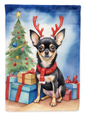 Black and Tan Chihuahua Christmas Reindeer House Flag-0