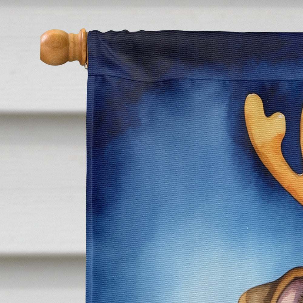 English Bulldog Christmas Reindeer House Flag-2