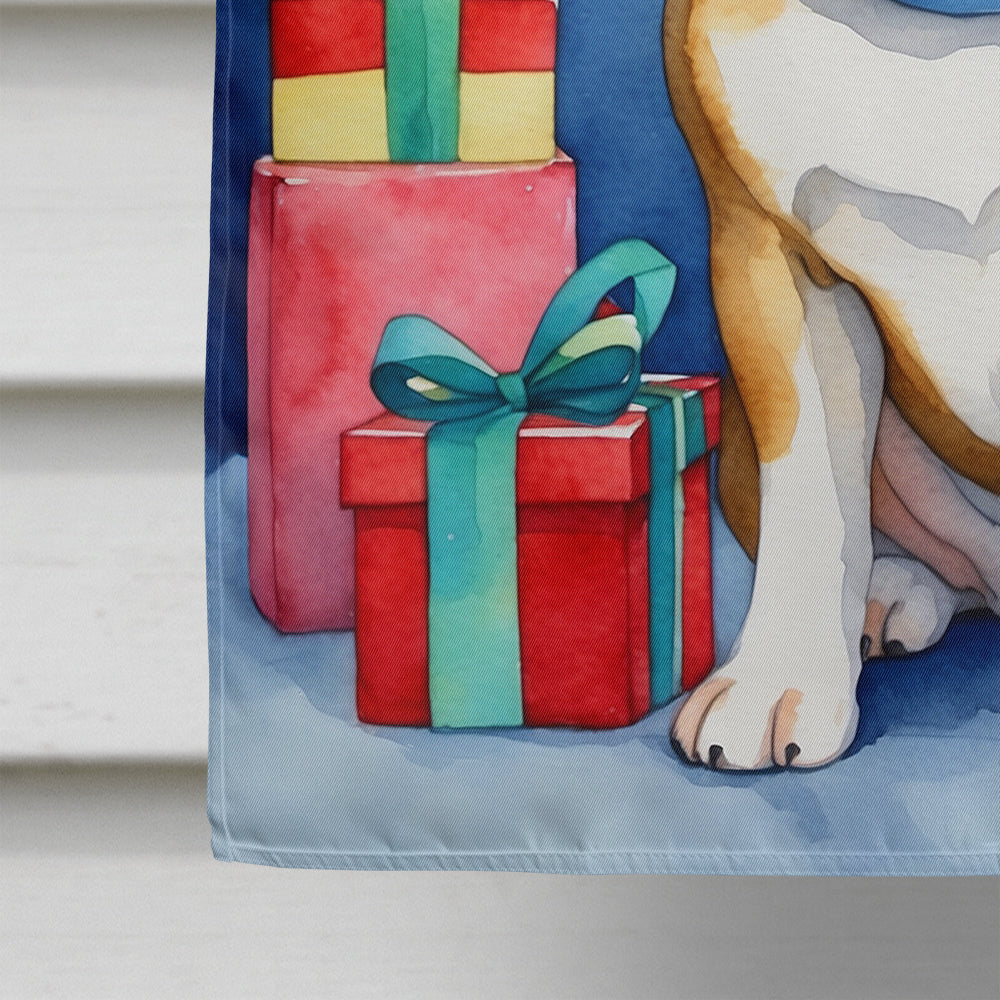 English Bulldog Christmas Reindeer House Flag-3